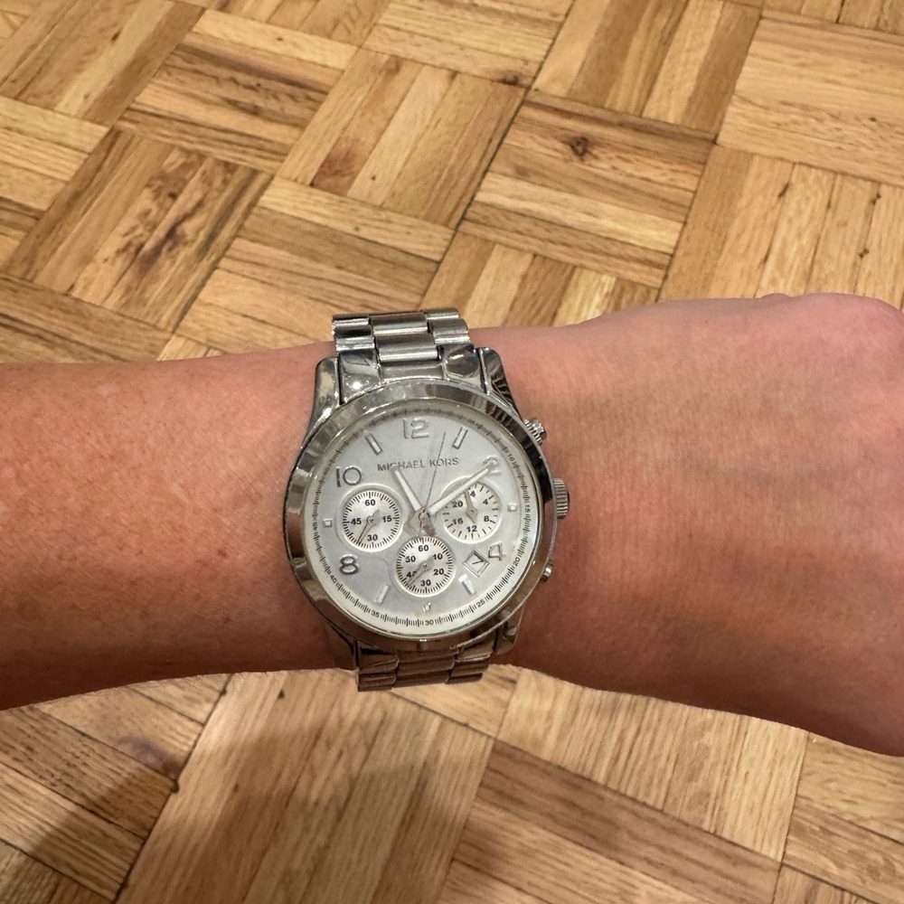 Michael Kors oversized women's Silver Chronograph Watch